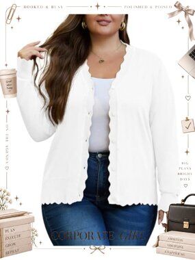 Plus Size Knit Button Down V-Neck Long Sleeve Cardigan Sweater Shrug